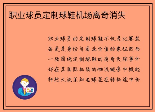 职业球员定制球鞋机场离奇消失